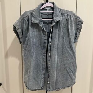 Feminine Denim Button Up Shirt